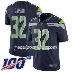 Camiseta Hombre NFL Seattle Seahawks Chris Carson 32 Nike Azul 100th